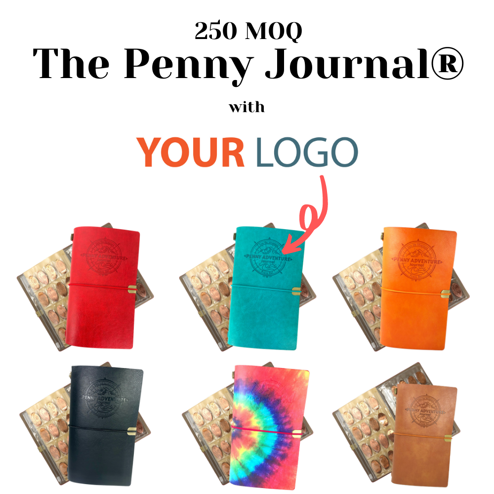 Pennybandz Penny Passport to My Penny Adventures - Pressed Penny Souvenir  Collecting Book - Holds 48 Coins - Vegan Leather - Every Book Ordered Comes